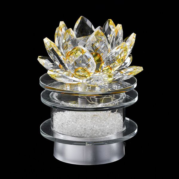 The 5th Season - Kristall Lotusbl&uuml;te LED-Licht mit drehbarem Sockel, 9,5x10,5 cm, gelb