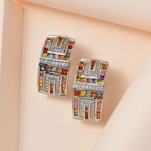 Mehrfarbige Saphir und Zirkon-Ohrringe - 7,31 ct. image number 2