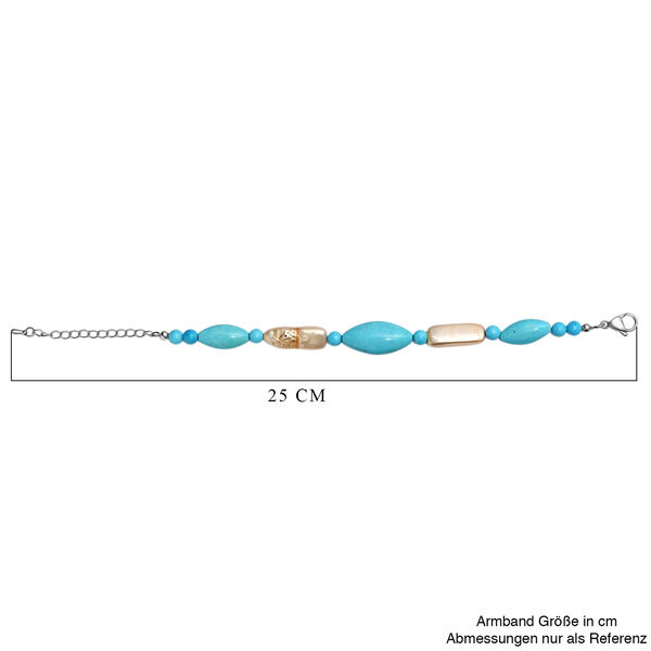 Blau gef&auml;rbtes Magnesit und gold gef&auml;rbtes Perle-Armband, 19+5cm image number 5