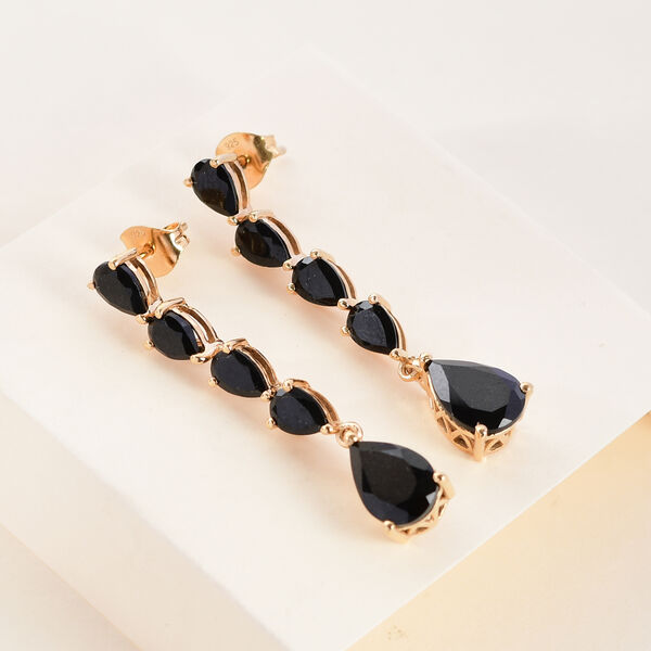 Schwarzer Turmalin Ohrh&auml;nger 925 Silber vergoldet ca. 6,77 ct&nbsp; image number 2