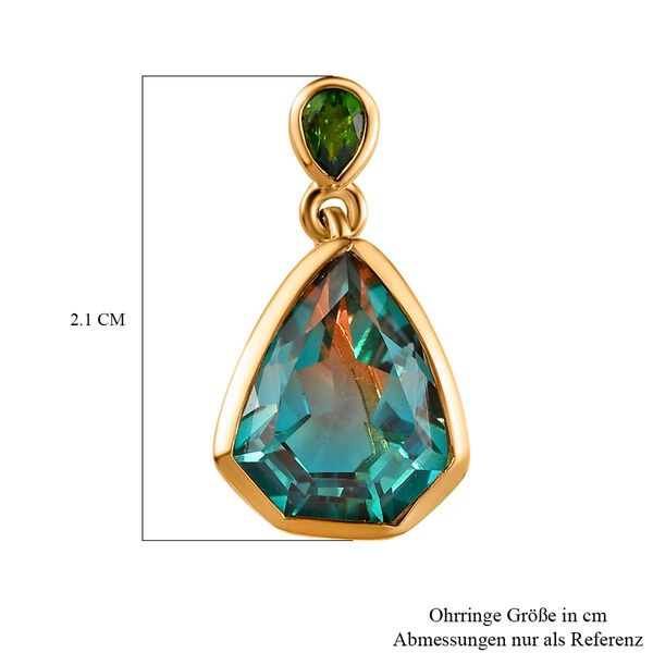 Aqua Terra Costa Quarz Triplett und Chromdiopsid-Ohrh&auml;nger, 925 Silber vergoldet, 9,18 ct. image number 5