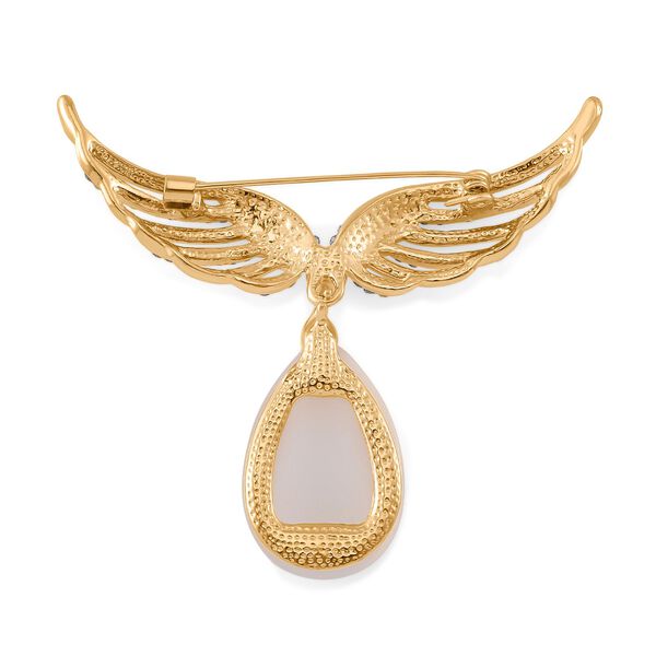 Weiße Katzenaugen, Weiße Kristall Brosche image number 4