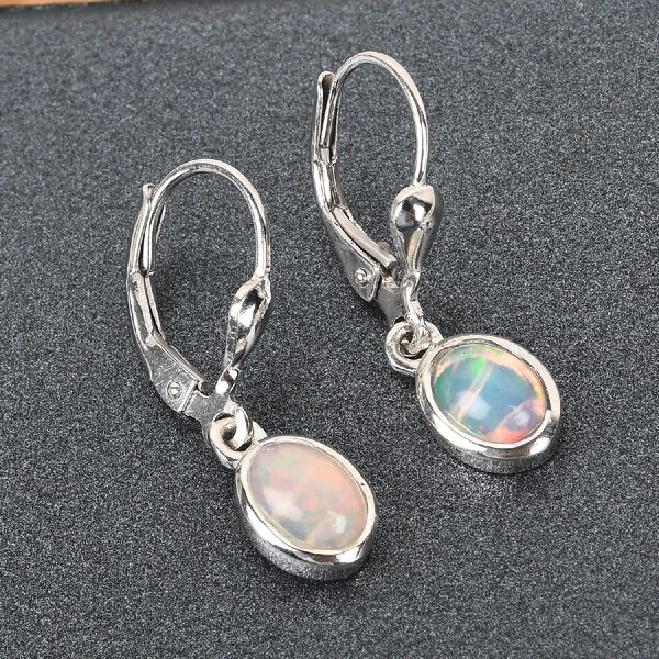 Natürlicher Äthiopischer Opal Ohrhänger 925 Silber Platin-Überzug ca. 0,94 ct  image number 2