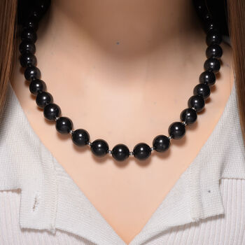 Shungit Halskette ca. 50 cm 925 Silber rhodiniert ca. 412.50 ct