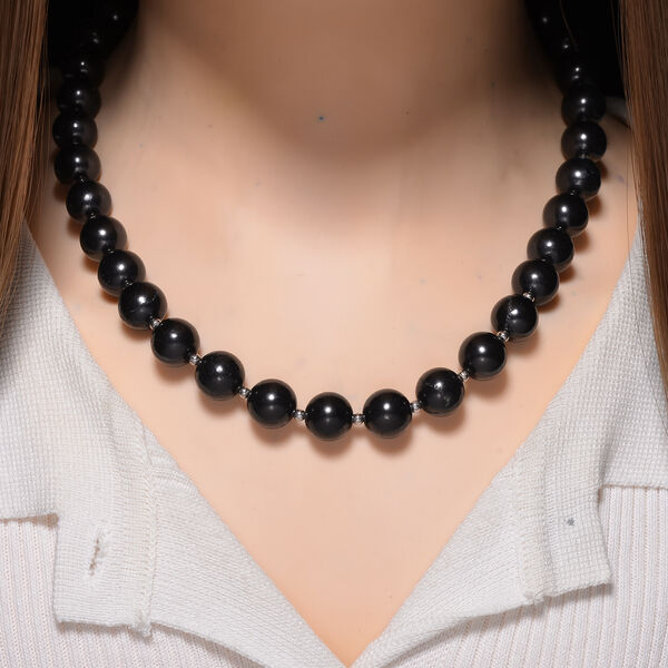 Shungit Halskette ca. 50 cm 925 Silber rhodiniert ca. 412.50 ct image number 2