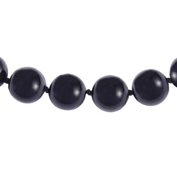 Schwarzer Turmalin Halskette ca. 45 cm 925 Silber rhodiniert ca. 655,30 ct.