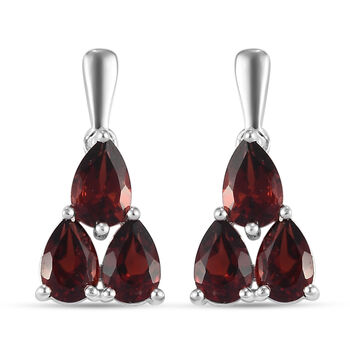 Rote Granat-Ohrringe, 925 Silber ca. 3,13 ct