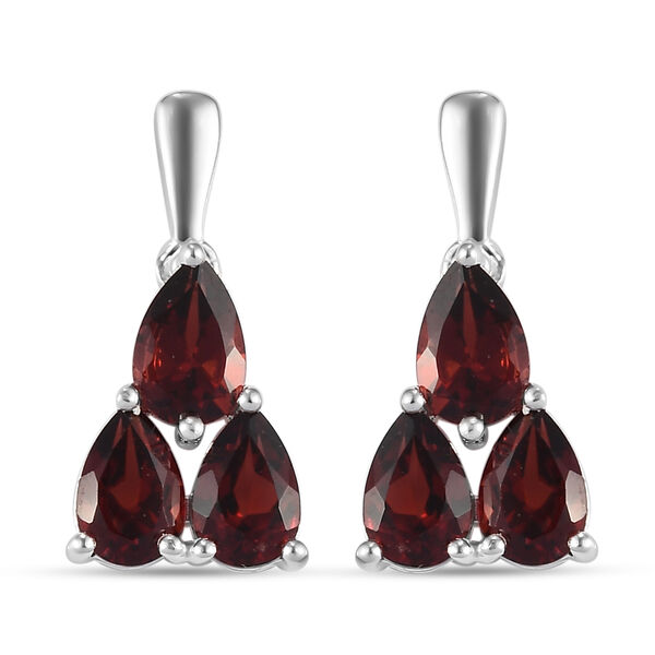 Rote Granat-Ohrringe, 925 Silber ca. 3,13 ct