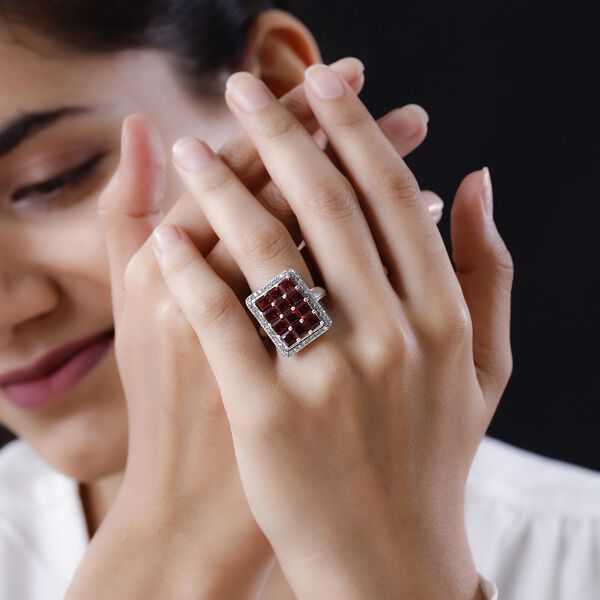 Kirsch Citrin und wei&szlig;er Zirkon-Ring, 925 Silber platiniert (Gr&ouml;&szlig;e 20.00) ca. 4.76 ct image number 3