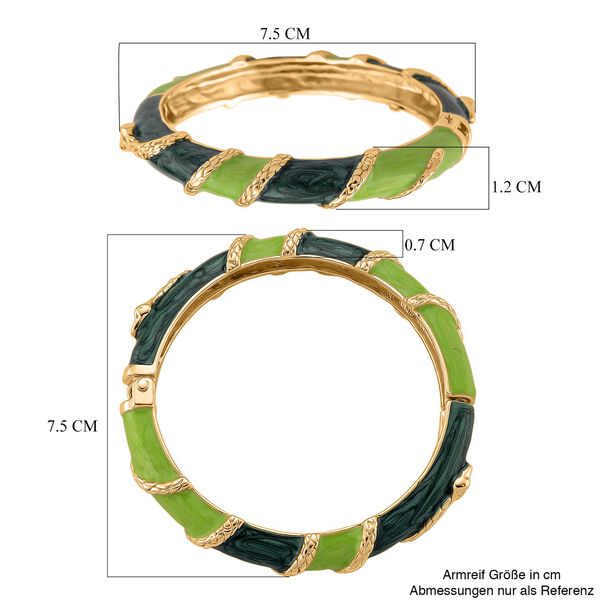 Emaille-Armreif im Streifen-Design, Dunkel- und Hellgr&uuml;n, ca. 19 cm image number 7