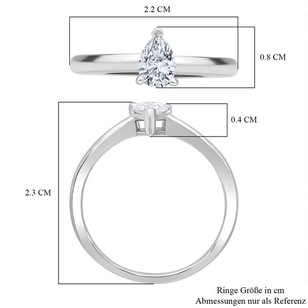 LUXURIANT SGL zertifizierter VS-EF Labor Tropfenschliff Diamant Ring in 950 Platin - 0,50 ct. image number 4