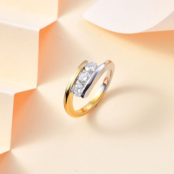 Moissanit Ring, 925 Silber rhodiniert und 750 Gelbgold Vermeil- 0,67 ct. image number 2