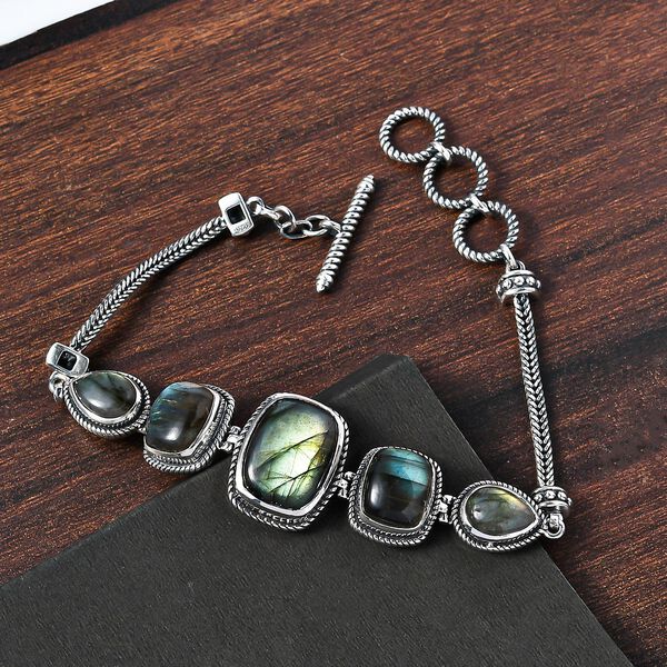 Labradorit Armband, ca. 19 cm, 925 Silber ca. 26,80 ct image number 2