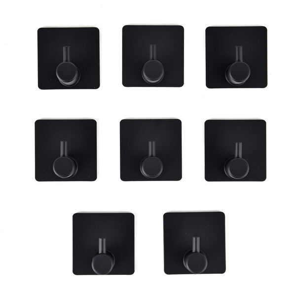 8er Set Metallhaken-Schwarz aus Eisen, 316L Edelstahl , 4.5 cml; Schwarz