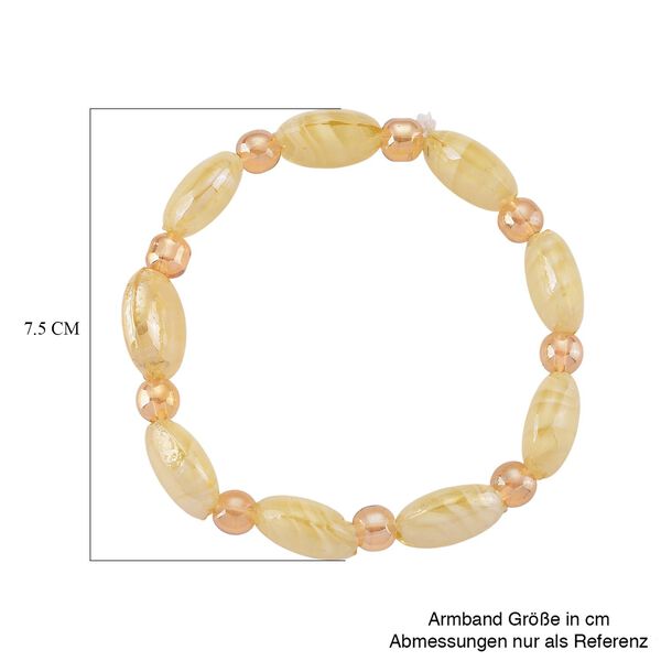 Champagner Glas-Perlen 53,25cm Halskette und flexibles Armband im Murano-Stil image number 8