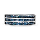 Blauer Diamant Ring, 925 Silber platiniert, (Größe 19.00) ca. 1.00 ct