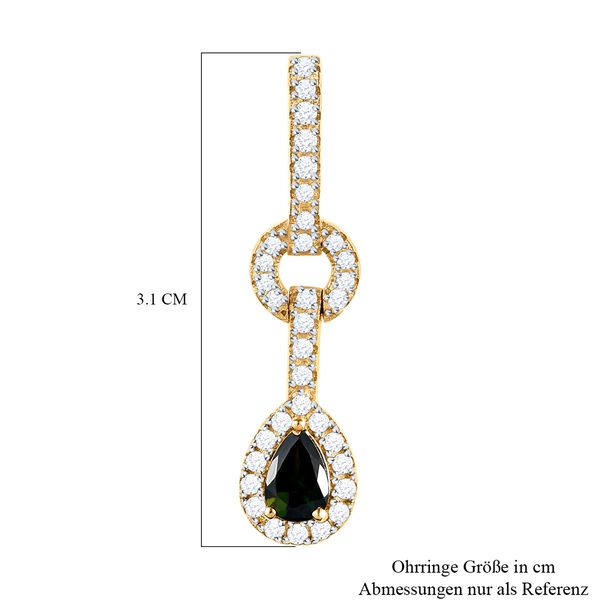 Natürliche Chrom Turmalin und weiße Zirkon-Ohrringe - 1,50 ct. image number 5