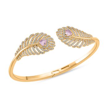 Rosa Kristall und wei&szlig;er Zirkonia 19cm Armreif