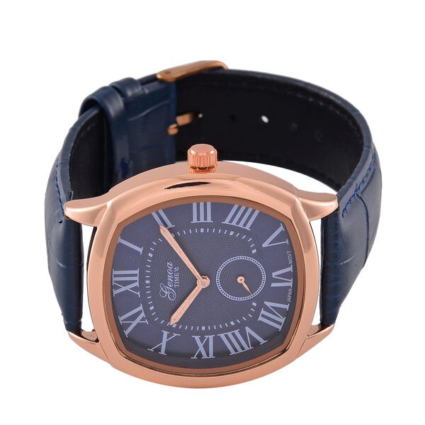 GENOA Limitierte Auflage Miyota Japanese Movement Uhr mit Echtlederarmband - Blau image number 5