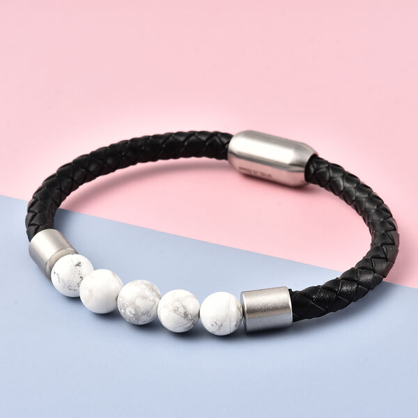 Wei&szlig;es Howlit-Armband, ca. 20 cm, Edelstahl ca. 61,50 ct image number 2