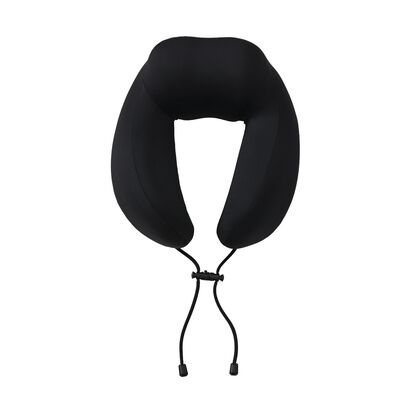 Reisekissen aus Memory-Schaum mit verstellbarem Kordelzug und k&uuml;hlendem Bezug, ergonomisch geformt f&uuml;r Nackenst&uuml;tze, 29x16x25 cm, Schwarz