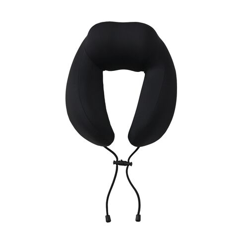 Reisekissen aus Memory-Schaum mit verstellbarem Kordelzug, ergonomisch geformt für Nackenstütze, 29x16x25 cm, Dunkelgrau