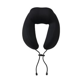 Reisekissen aus Memory-Schaum mit verstellbarem Kordelzug und kühlendem Bezug, ergonomisch geformt für Nackenstütze, 29x16x25 cm, Schwarz