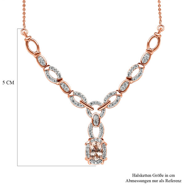 Morganit und wei&szlig;e Zirkon-Halskette, ca. 45 cm, 925 Silber Ros&eacute;gold Vermeil ca. 1,52 ct image number 6