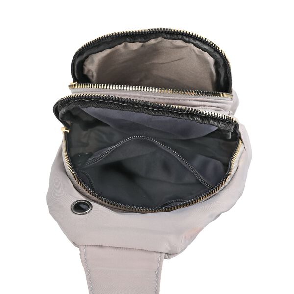 Stepp-Slingtasche mit RFID-Schutz und Kopfhöreröffnung, Größe: 17x7,5x30cm, Hellgrau image number 9
