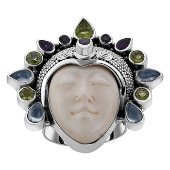 Sajen Silver- Ochse Knochen und Multi-Edelstein-Ring - 17,47 ct.