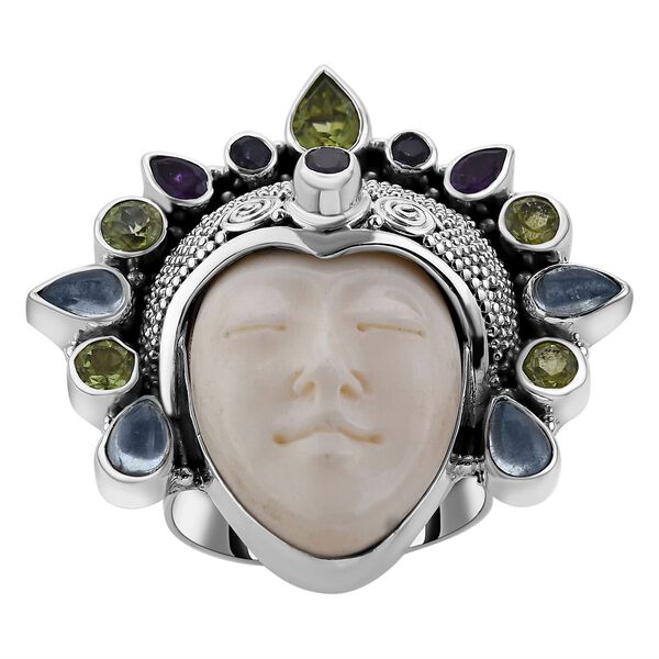 Sajen Silver- Ochse Knochen und Multi-Edelstein-Ring - 17,47 ct.