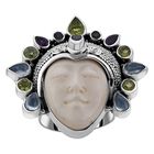 Sajen Silber - Oxbone, mehrfarbiger Edelstein Ring, 925 Silber (Größe 16.00) ca. 17.47 ct