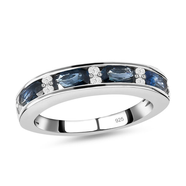 Ozean-gr&uuml;ner Saphir und Zirkon-Ring - 1,52 ct. image number 4