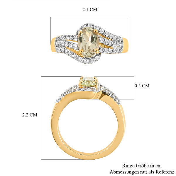 AAA Turkizit und wei&szlig;er Zirkon-Ring, 925 Silber Gelbgold Vermeil  ca. 1,38 ct image number 7