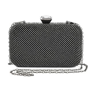 Moderne Clutch mit Kristallverzierung, 20x4x2 cm, Schwarz