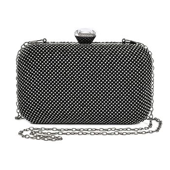 Moderne Clutch mit Kristallverzierung, 20x4x2 cm, Schwarz