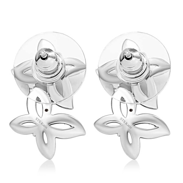 Schmetterlingsohrringe mit weißen und grünen Diamantakzenten image number 4