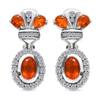 Salamanca Feueropal Ohrringe 925 Silber platiniert ca. 1.78 ct