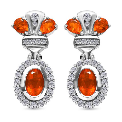 Salamanca Feueropal und Zirkon Ohrringe - 1,78 ct. image number 0