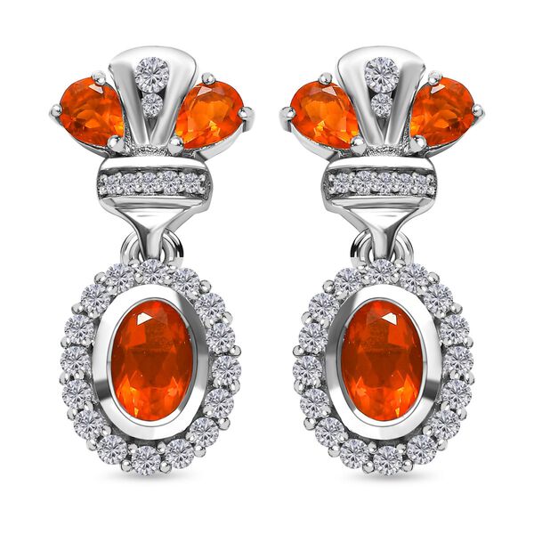 Salamanca Feueropal und Zirkon Ohrringe - 1,78 ct.