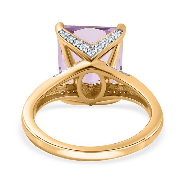 Rose De France Amethyst, Wei&szlig;er Zirkon Ring, 925 Silber Gelbgold Vermeil (Gr&ouml;&szlig;e 20.00) ca. 6.13 ct image number 6