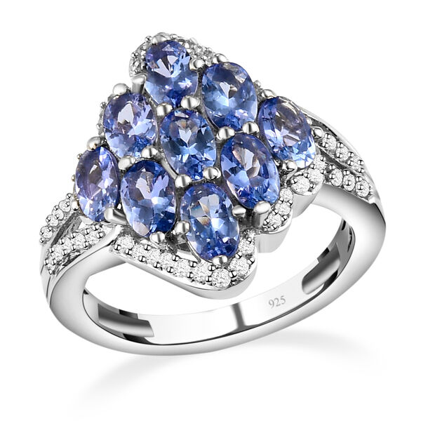 Tansanit und Zirkon Cluster Ring - 2,50 ct. image number 4