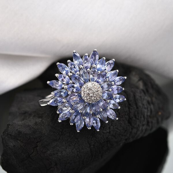 Tansanit und Moissanit Ring - 3,51 ct. image number 2