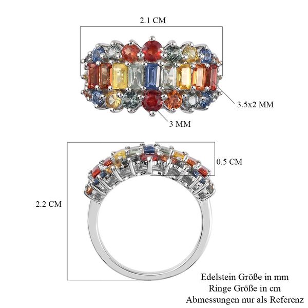 Mehrfarbig Saphir Cluster Ring 925 Silber Platin-&Uuml;berzug image number 8