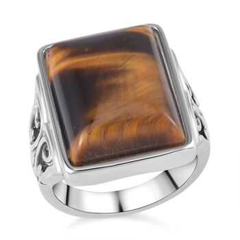 Gelbes Tigerauge Ring, 316L Edelstahl, (Gr&ouml;&szlig;e 16.00), ca. 5.00 ct