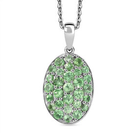 D joy Tsavorite Granat Anhänger mit Kette, 925 Silber rhodiniert ca. 1,70 ct.