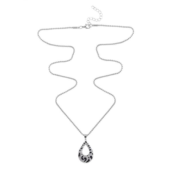 Harzananh&auml;nger mit schwarzem Wirbelmuster und wei&szlig;en Kristallen Halskette, ca. 60 cm image number 5