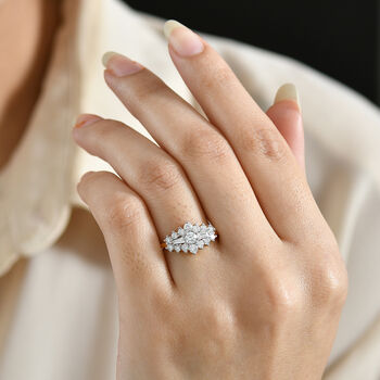 LUXURIANT DIAMOND - Lab Grown Diamant SI-GH SGL zertifiziert Ring 925 Silber 750 Gelbgold Vermeil (Gr&ouml;&szlig;e 17.00) ca. 1.00 ct