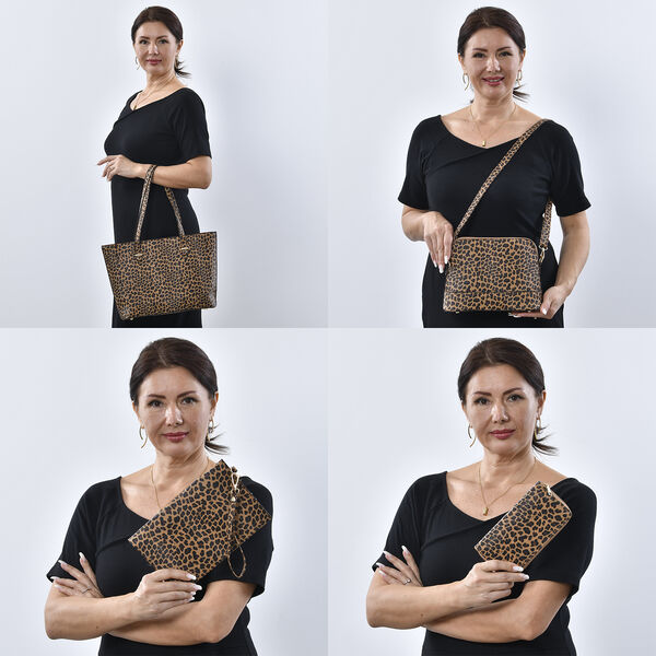 Passage - 4er-Set, Handtasche, Crossbody Tasche, Clutch und Brieftasche mit Leoparden Muster image number 2