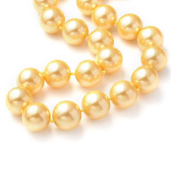 Goldfarbene Muschelkernperlen-Halskette, ca. 50 cm, 925 Silber rhodiniert image number 3